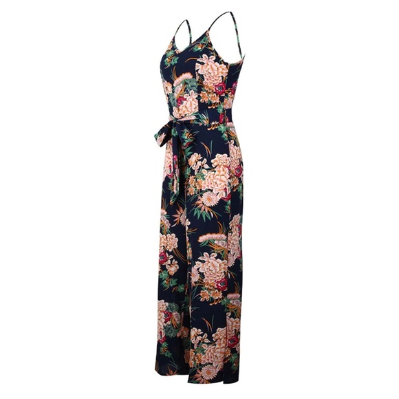 🆕High Split Backless Sexy Floral Print Jumpsuit - Picture 6 of 8